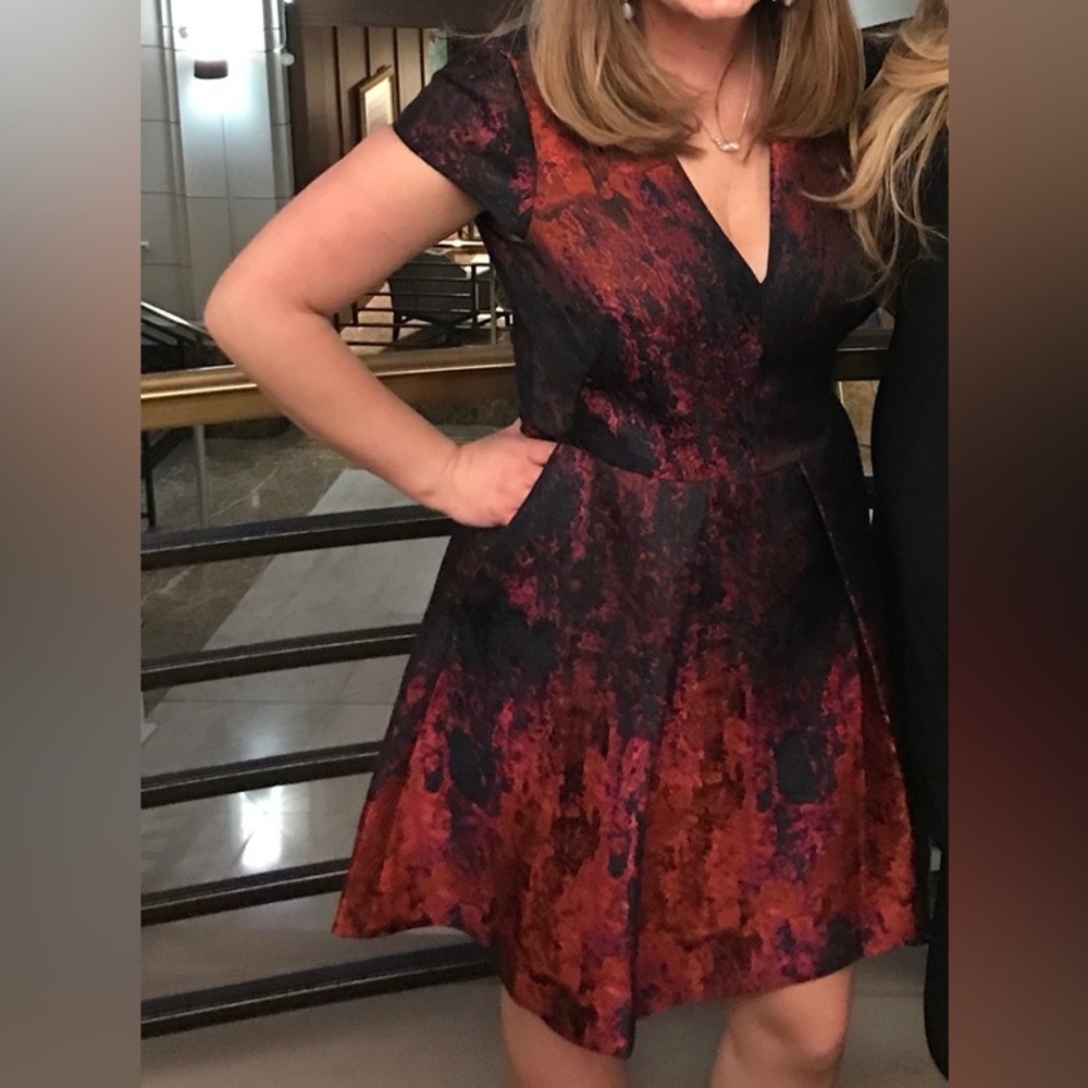Vince Camuto Red and Navy Formal Dress